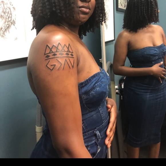 Fitted Denim Strapless Dress - Picture 1 of 4